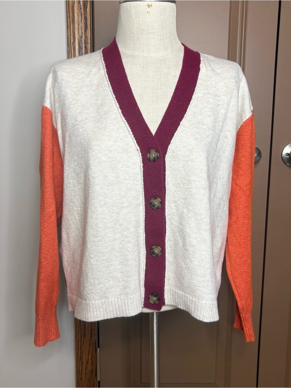 NWT Loft Cream Colorblock Cardigan Sweater